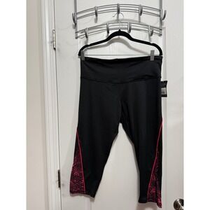 NWT C9 Champion Capri Pants Women's XL Black Pink Trim Athletic Leggings Mesh